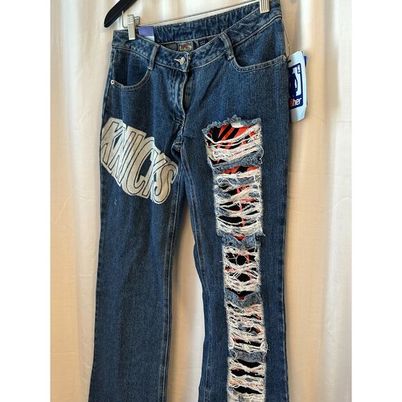 Vintage NY Knicks Jeans Size 7/29 Low Rise Flare NBA !  1990's/2000's Y2K - Picture 8 of 13